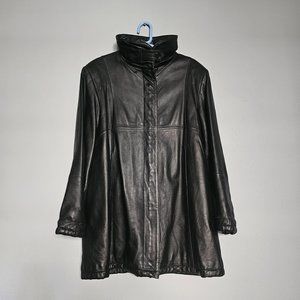 Vintage Canpel Black Genuine Leather Jacket, Size XL